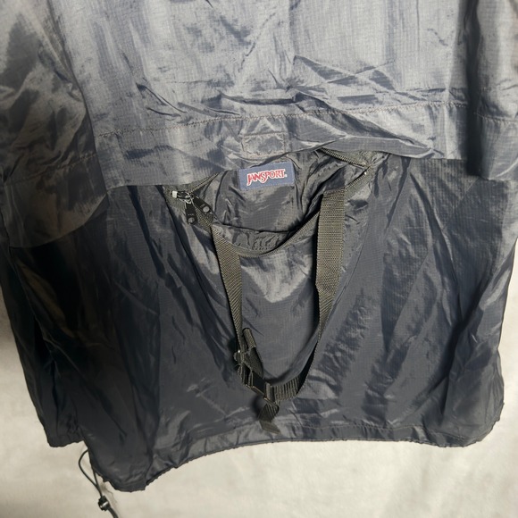Vintage Jansport Men's Black Lightweight Hooded Anorak Jacket Size L Y2K - Picture 10 of 10